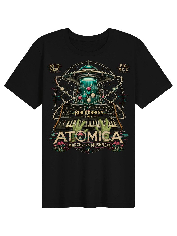 Black ATOMICA March of the Mushmen album-art T-shirt